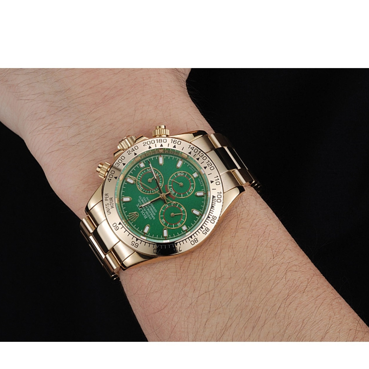 MiroTime 0813 Rolex Cosmograph Daytona Green Dial Gold Case And Bracelet 1454244